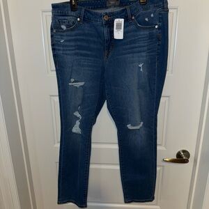 Torrid Blue Distressed Straight Leg Jeans